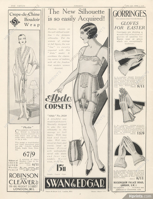 Swan & Edgar (Corsetmaker) 1930 Abdo Corset — Advertisement