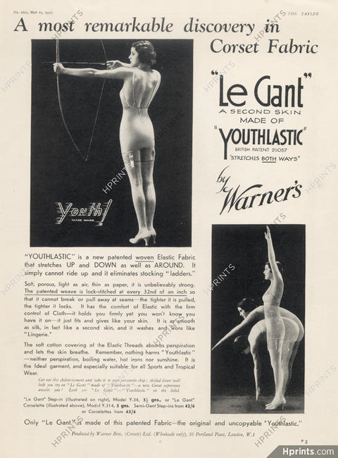 1936 May Co. Los Angeles womens Warner Le Gant girdle bra vintage ping pong  ad