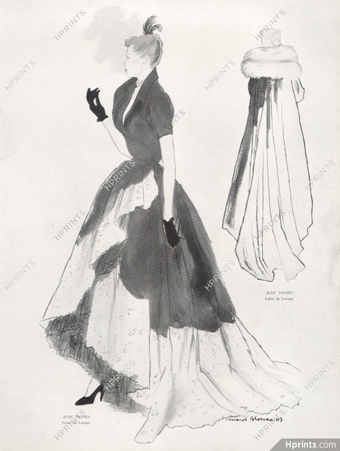 Jean Dessès 1947 Bernard Blossac, Evening Gown, Manteaux