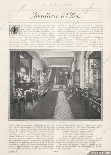 Joaillerie d'Art, 1912 - Beaudouin-Massin (Jeweller Silversmith) Store, Interior Decoration