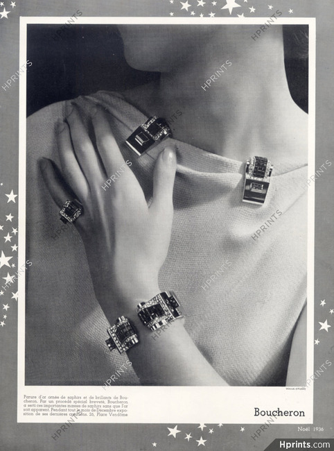 Boucheron (Jewels) 1936 Set Gold Sapphires et Brilliants
