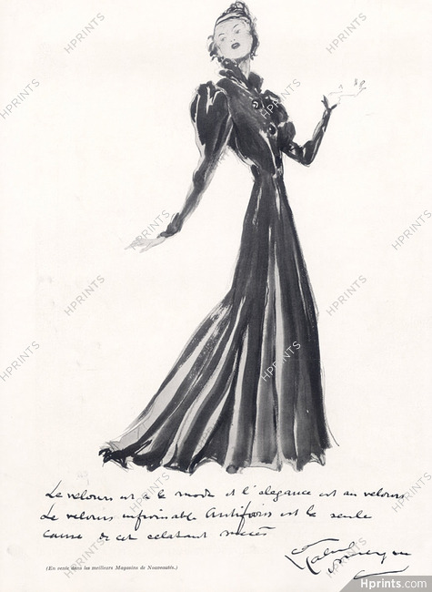 Jean-Gabriel Domergue 1936 Velvet, Fashion Illustration