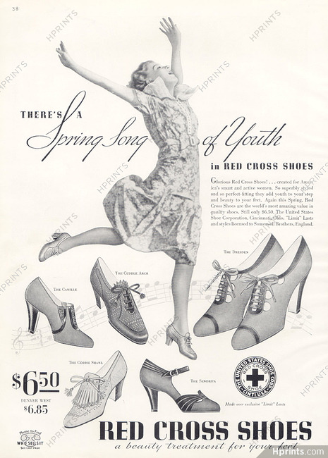 red cross shoes vintage
