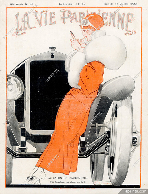 René Vincent 1922, Au Salon de l'Auto... Elegant Parisienne, Making-up