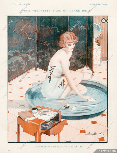 Léo Fontan 1923, Swimmer Bathing Beauty, Bathroom