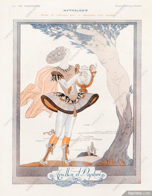 George Barbier 1923 Mythologie...Apollon et Daphné, Nudity Nude