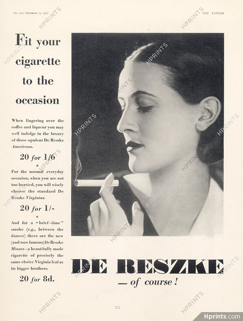 De Reszke (Cigarettes, Tobacco Smoking) 1931