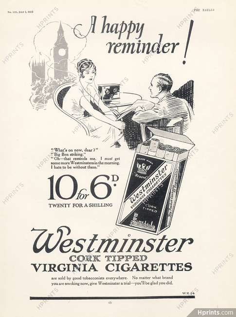 Westminster (Cigarettes, Tobacco Smoking) 1925