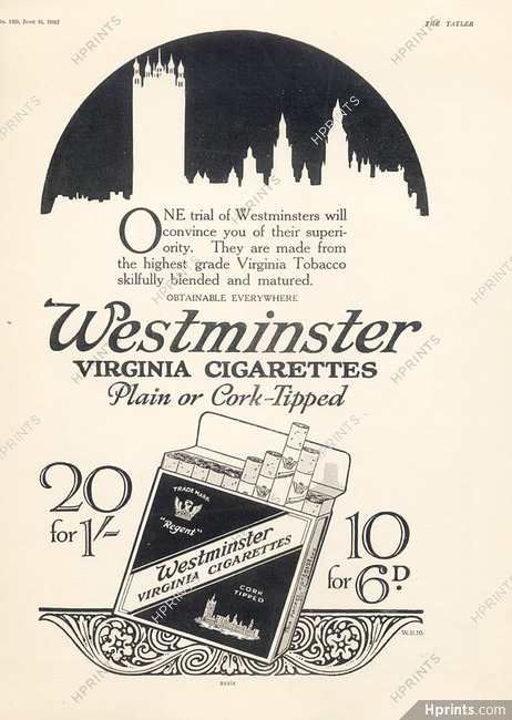 Westminster (Cigarettes, Tobacco Smoking) 1926
