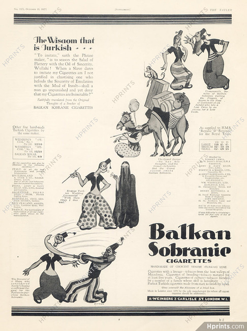 Balkan Sobranie (Cigarettes, Tobacco) 1927 Comic Strip Fitton