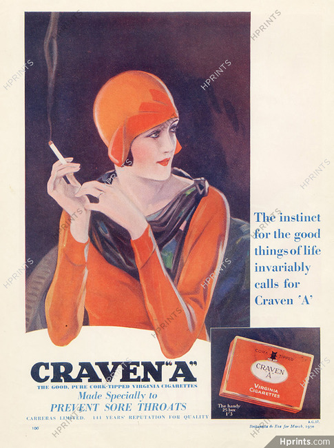 Craven "A" (Cigarettes, Tobacco Smoking) 1930