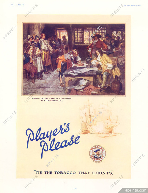Player's (Cigarettes, Tobacco Smoking) 1932 "Signing on the Crew of a Privateer" A. D. Mc Cormick