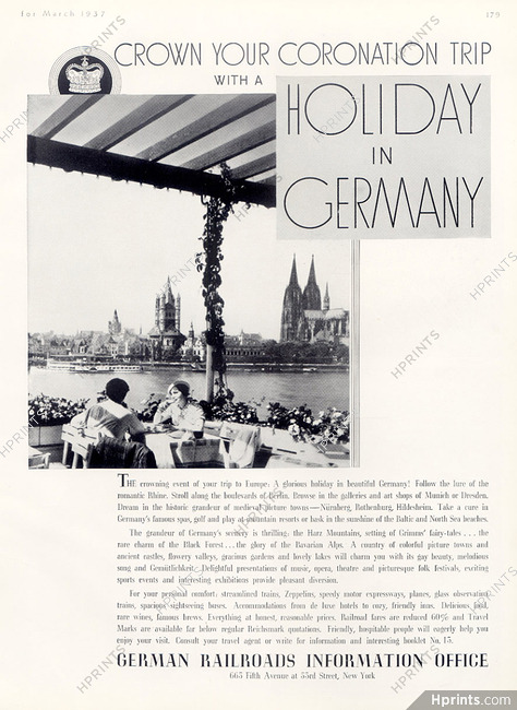 German Railroads Office 1937 Holiday in Germany