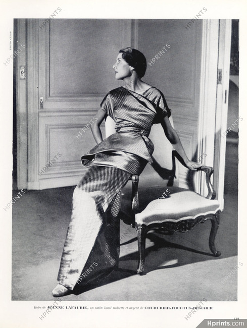 Jeanne Lafaurie (Couture) 1949 Coudurier Fructus Descher (Fabric), Crespy