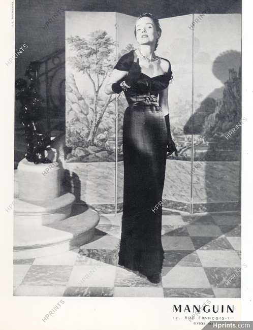 Lucile Manguin (Couture) 1949 Evening Gown, Moussempès