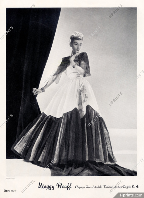Maggy Rouff 1938 black and white Evening Gown