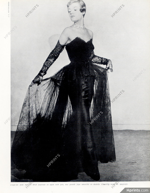 Paquin (Couture) 1949 Pierre Brivet (Embroidery Lace), Moussempès
