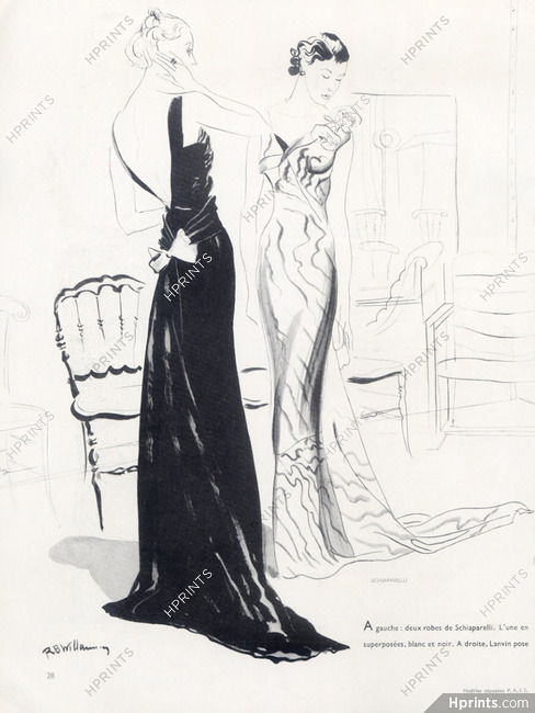 Schiaparelli 1934 backless black Evening Gown, René Bouët-Willaumez