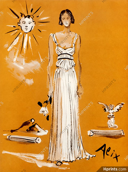 Alix 1937 Evening Gown Christian Bérard — Clipping 