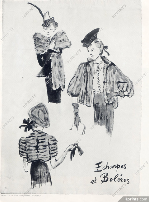 Fourrures Maurice, Andrébrun, A La Reine D'Angleterre (Fur Clothing) 1938 Christian Bérard