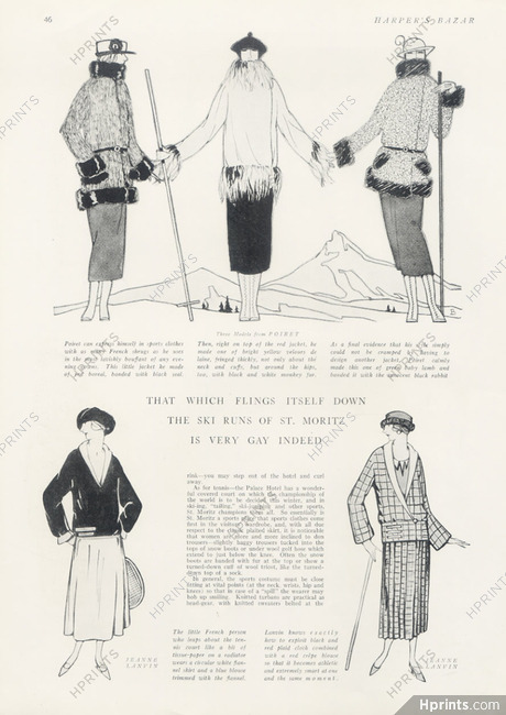 Paul Poiret 1922 Monkey Fur, Black Rabbit..Sport Clothes