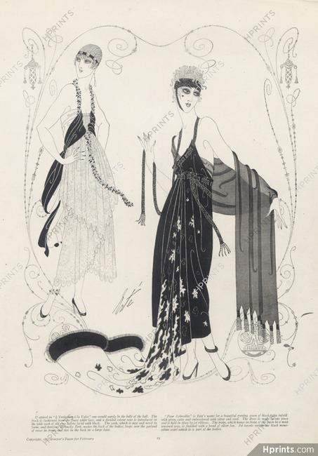 Erté 1917 "Invitation à la valse" for the ball "Pour Aphrodite" Evening gown