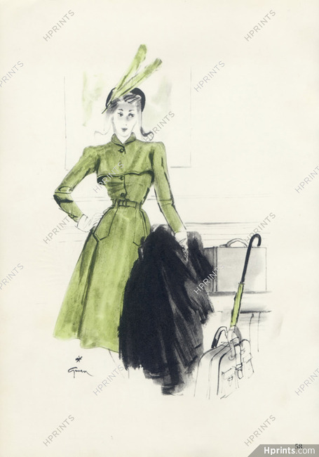 Robert Piguet 1945 René Gruau Fashion Illustration
