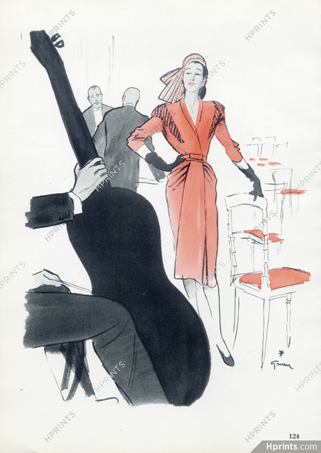 Jean Patou 1946 René Gruau Fashion Illustration
