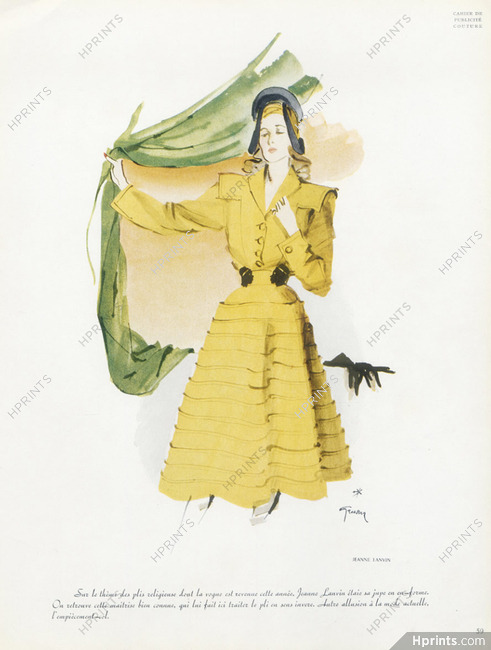 Jeanne Lanvin 1945 Dress René Gruau Fashion Illustration