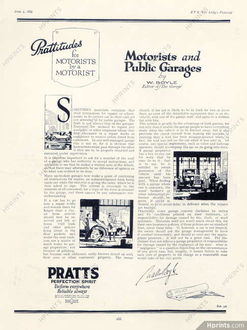 Pratts (Motor Oil) 1924