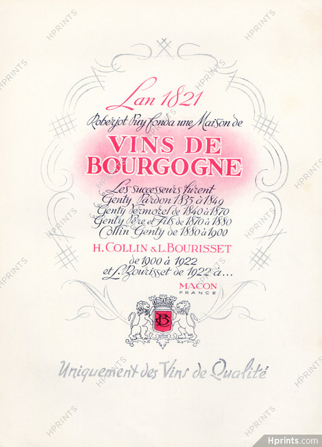 H. Collin & L. Bourisset (Bourgogne Wines) 1945