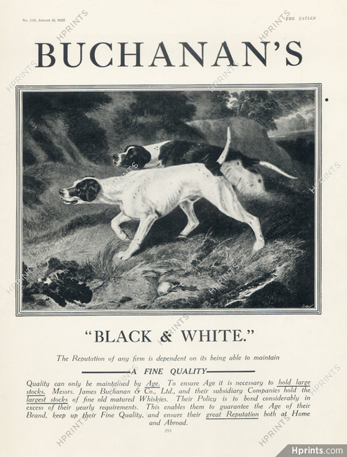 Black & White (Whisky) 1923 Buchanan's, Hunting Dogs