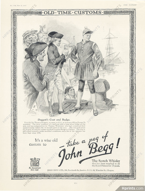 John Begg (Whisky) 1924 Thomas Doggett in honour of King George