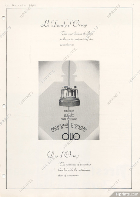 D'Orsay (Perfumes) 1930 "Duo", Casimir Andrey