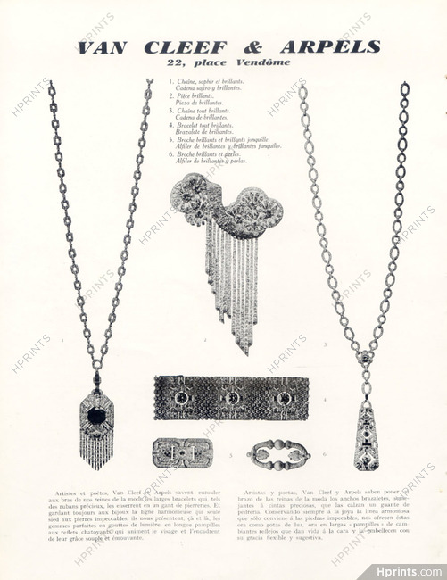 Van Cleef & Arpels 1926 Pendants Chain Brooch, Bracelet Art Deco Style