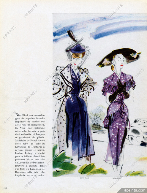 Nina Ricci (Couture) 1947 "Toile du Lavandou" Ducharne, Jacques Demachy