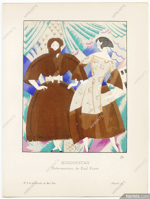 Hindoustan, 1920 - Charles Martin, Robe-manteau de Paul Poiret. La Gazette du Bon Ton, n°8 — Planche 59