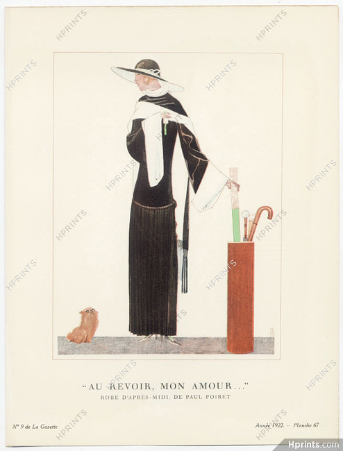 "Au Revoir, mon Amour...", 1922 - Benito, Robe d'après-midi de Paul Poiret. La Gazette du Bon Ton, n°9 — Planche 67