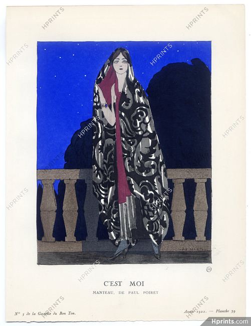 C'est Moi, 1922 - A. E. Marty, Manteau de Paul Poiret. La Gazette du Bon Ton, n°5 — Planche 39