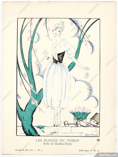 Les Fleurs du Voisin, 1920 - Robert Bonfils, Robe de Garden-Party. La Gazette du Bon Ton, n°3 — Planche 17