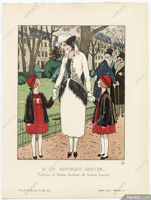 Si On Rentrait Goûter..., 1920 - Pierre Brissaud, Tailleur et Robes d'enfant, de Jeanne Lanvin. La Gazette du Bon Ton, n°9 — Planche 70