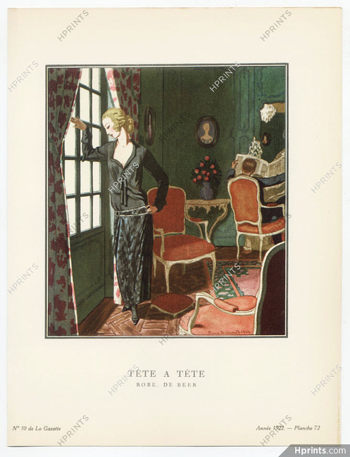 Tête à Tête, 1922 - Pierre Brissaud, Robe de Beer. La Gazette du Bon Ton, n°10 — Planche 72