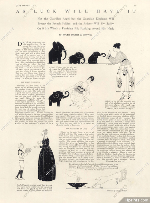 As Luck Will Have It, 1916 - George Barbier Guardian Elephant... Lucky Charm, Texte par Roger Boutet de Monvel
