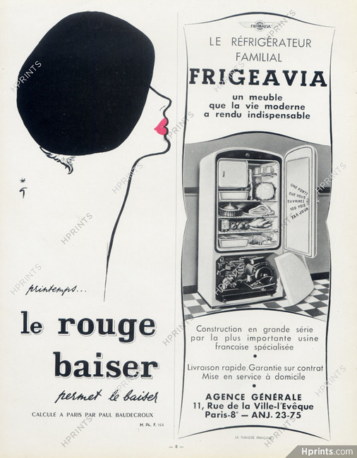 Rouge Baiser (Lipstick) 1949 René Gruau (Beret)