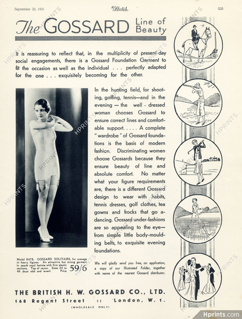 Gossard (Lingerie) 1930 Corselette Girdle, Garters, Stockings