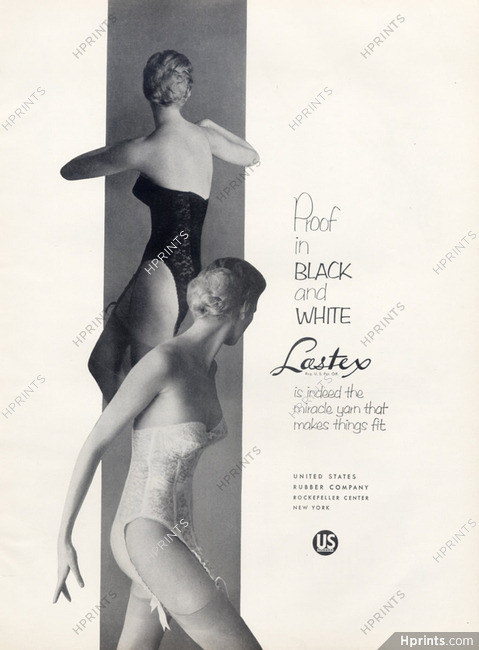 Filés Lastex (Lingerie) 1954 Black and White Corselet, Garters
