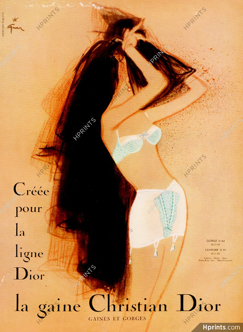 Christian Dior (Lingerie) 1960 René Gruau, Gorge D64, Ceinture D91