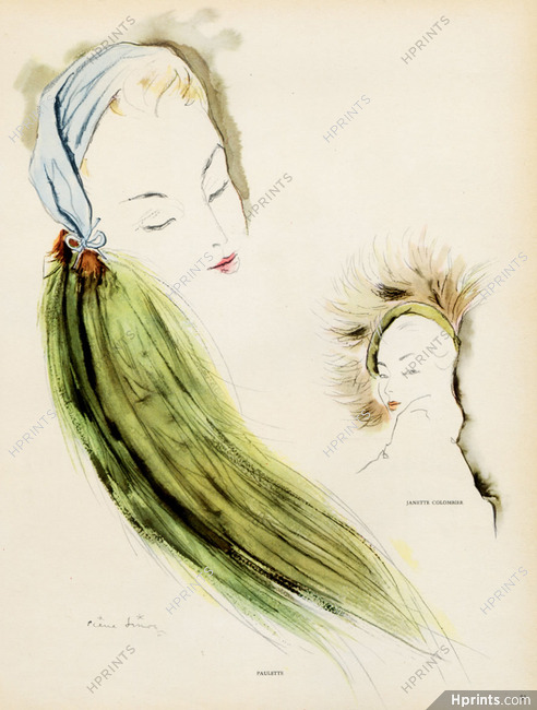 Paulette (Millinery) 1946 Feathers Hat Pierre Simon