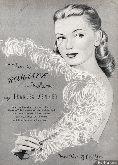 Frances Denney (Cosmetics) 1945 "Romance" Making-up, Feather Fan