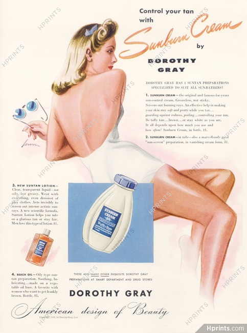 Dorothy Gray (Cosmetics) 1941 Beach Oil